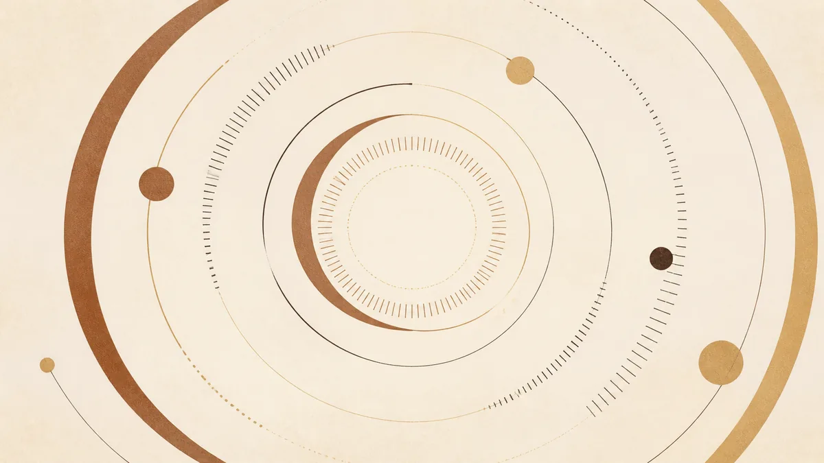 Abstract illustration of expanding concentric boundaries around a fixed center, representing ongoing trademark monitoring and maintenance.